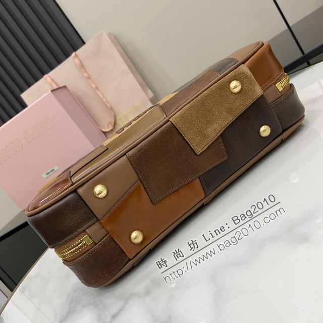 MIU MIU專櫃繆繆最新款拼接保齡球包手提肩背包 jh2737型號：5BB147